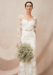 Saffron Lace Wedding Dress Almond
