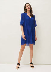 Ella Pleat Dress Cobalt