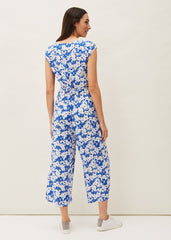 Nerissa Floral Wide Leg Jumpsuit Blue/White