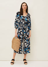 Magnolia Floral Jersey Jumpsuit Navy/Multi