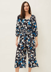 Magnolia Floral Jersey Jumpsuit Navy/Multi
