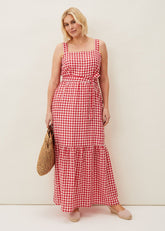 Geri Gingham Maxi Dress Red/Ivory
