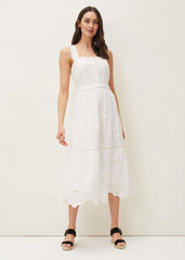 Ellie Broderie Midi Dress White