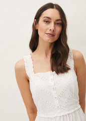 Ellie Broderie Midi Dress White