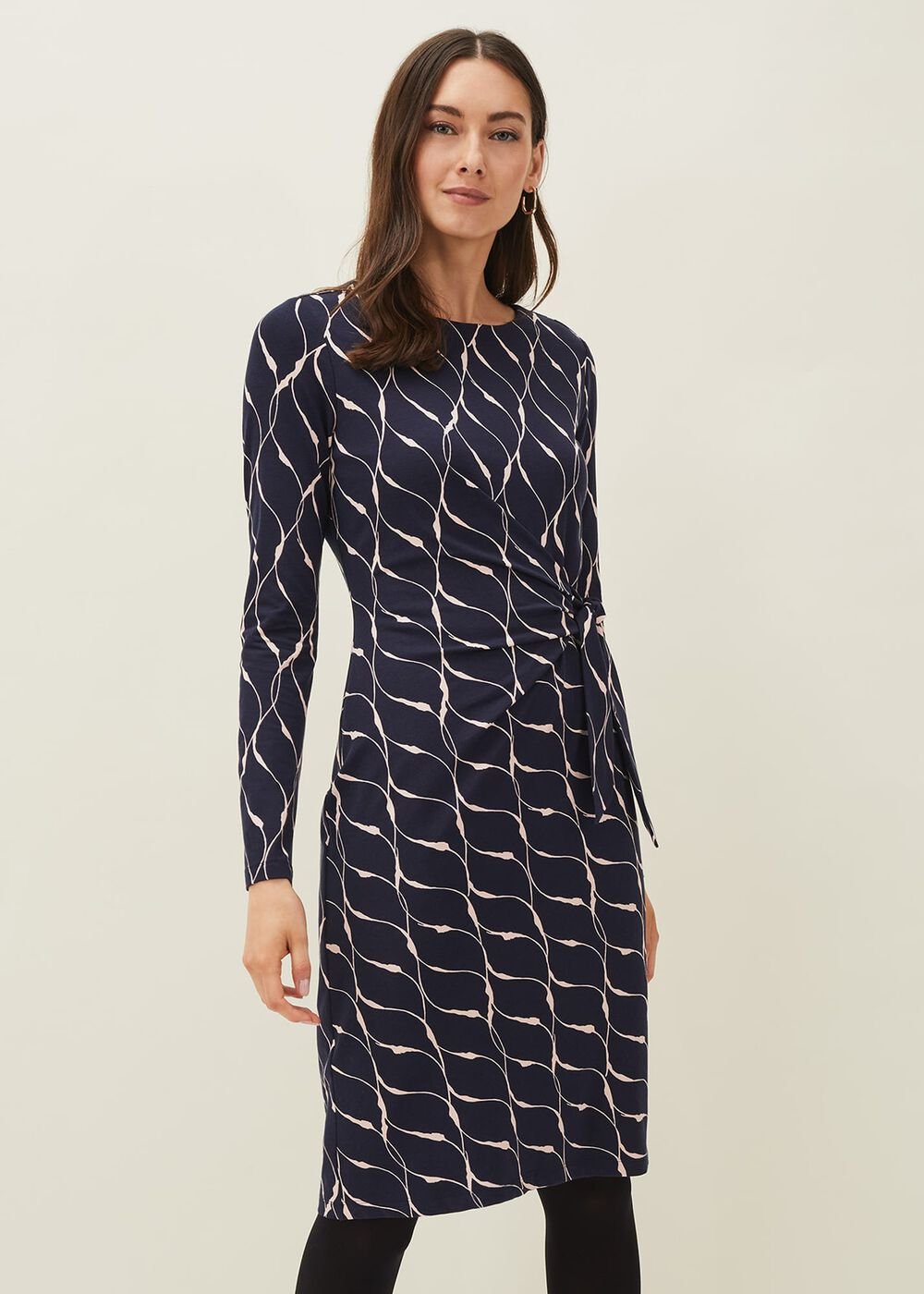 Ally Swirl Midi Dress Navy