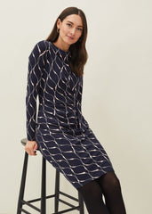Ally Swirl Midi Dress Navy