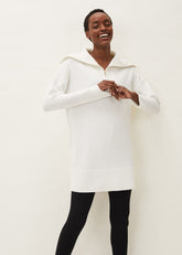 Isabella Zip Up Tunic Dress Winter White