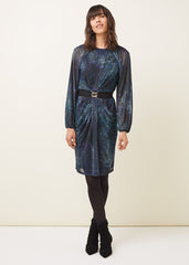 Amelie Snake Print Dress Teal/Black