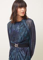 Amelie Snake Print Dress Teal/Black