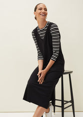 Catya Two Piece Stripe Top And Dress Black
