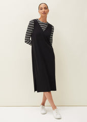 Catya Two Piece Stripe Top And Dress Black