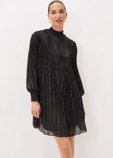 Elina Metallic Plisse Dress Pewter