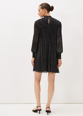 Elina Metallic Plisse Dress Pewter