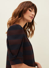 Maple Stripe Dress Navy/Chestnut
