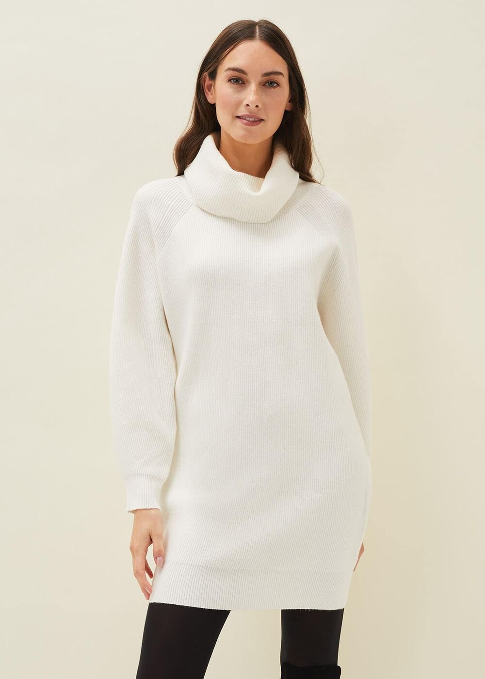 Nisha Roll Neck Jumper Dress Winter White
