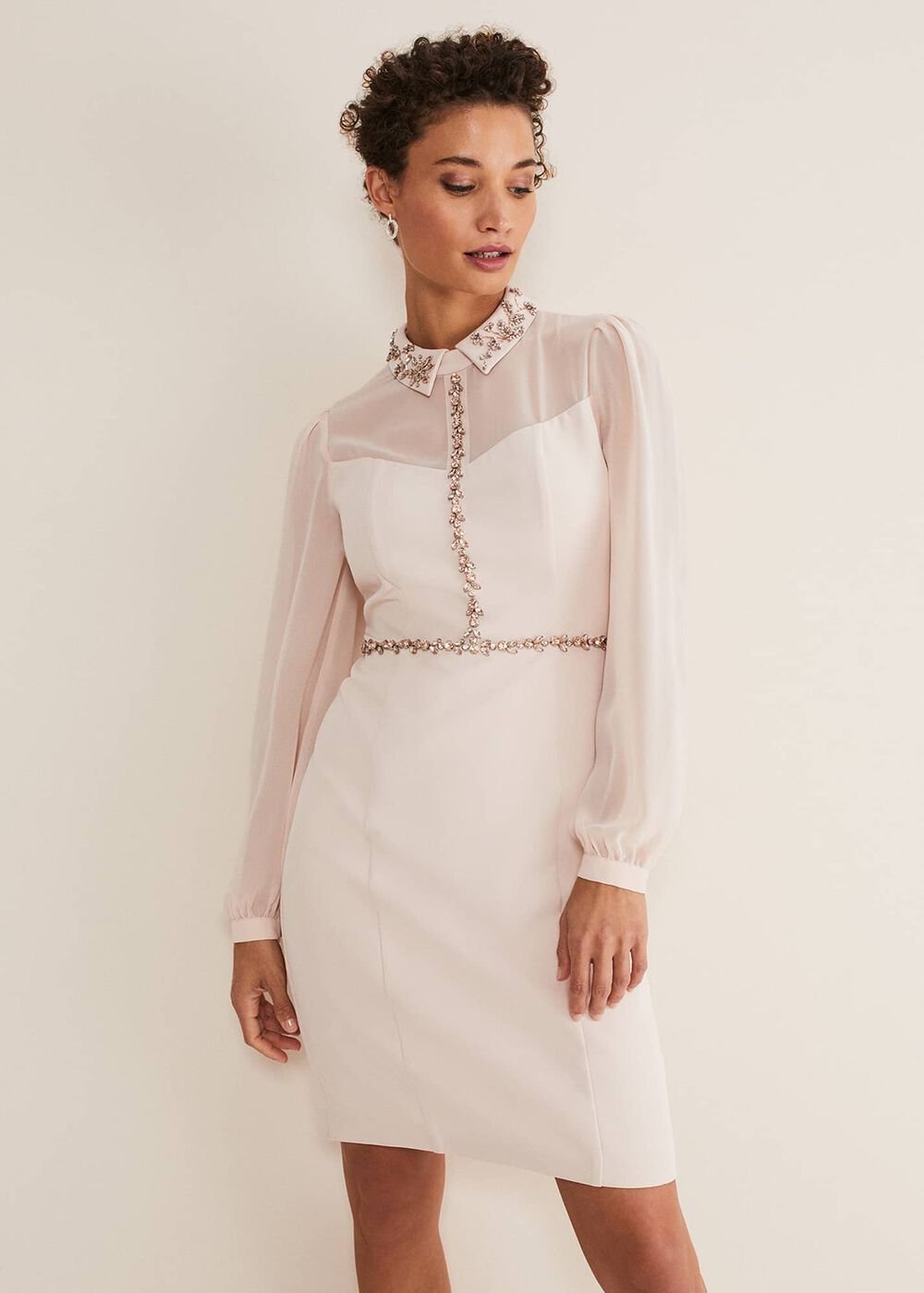 Avah Embellished Fitted Dress Cameo