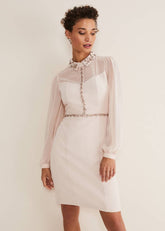 Avah Embellished Fitted Dress Cameo