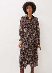 Libby Spot Print Midi Dress Pink Multi