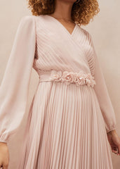 Alecia Pleated Chiffon Maxi Dress Antique Rose