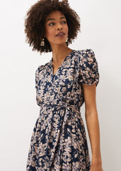 Zendaya Floral Dress Perussian Blue/Taupe