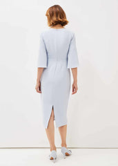 Layla Bow Detail Fitted Dress Sky Blue