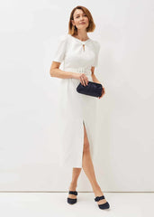 Niccola Fitted Belted Midaxi Dress Oyster