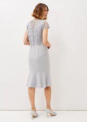 Alisha Double Layer Lace Peplum Dress Mineral