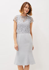 Alisha Double Layer Lace Peplum Dress Mineral