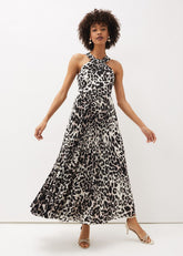 Chelsie Leopard Print Midaxi Dress Multi-Coloured