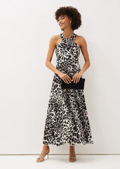 Chelsie Leopard Print Midaxi Dress Multi-Coloured