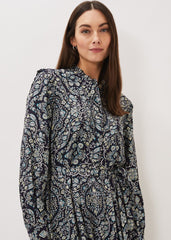 Polly Paisley Print Midi Dress Multi-Coloured