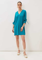 Ceiara Ruched Sleeve Tunic Dress Teal