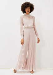 Charley Pleated Spot Print Jumpsuit Mauve