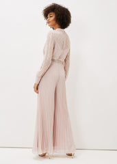 Charley Pleated Spot Print Jumpsuit Mauve