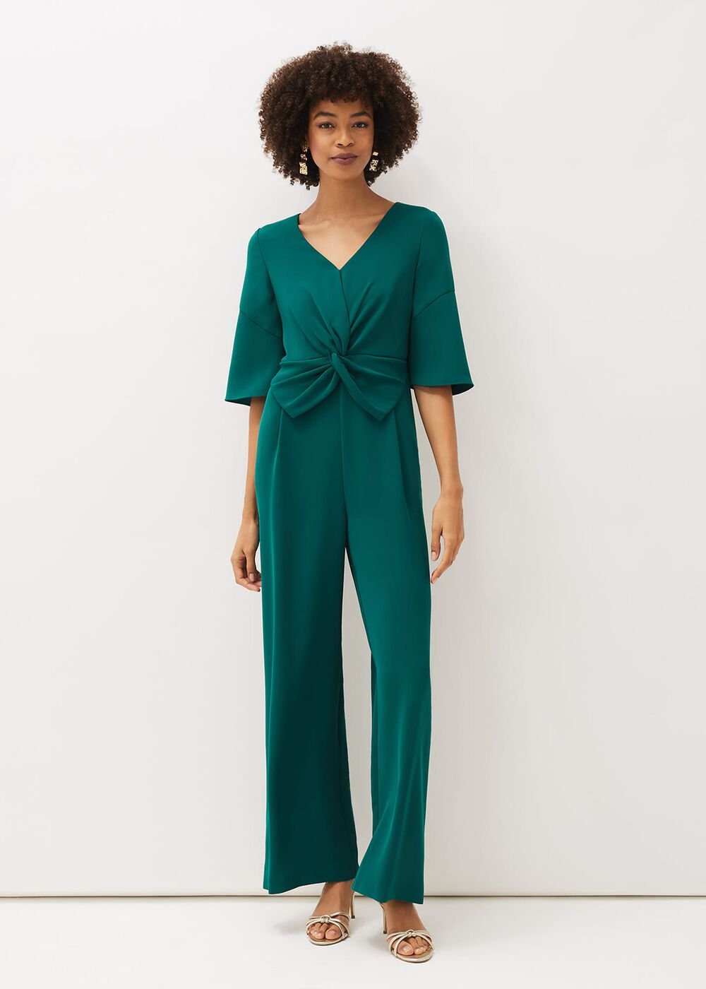 Layla Bow Jumpsuit Emerald