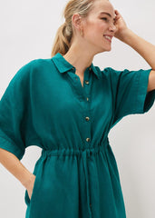 Marlene Tie Shirt Dress Jade