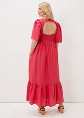 Emaline Linen Maxi Dress Raspberry
