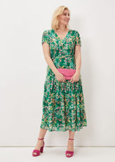 Morven Printed Tiered Dress Green/Multi