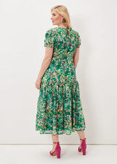 Morven Printed Tiered Dress Green/Multi
