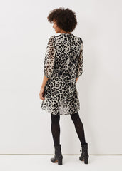 Penele Leopard Print Swing Dress Black/Multi