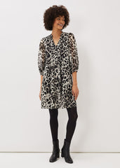 Penele Leopard Print Swing Dress Black/Multi