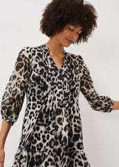 Penele Leopard Print Swing Dress Black/Multi