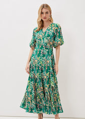 Morven Wrap Maxi Dress Grass Green/Multi
