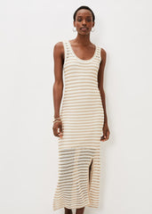 Kimmy Crochet Stripe Maxi Dress Stone/Ivory