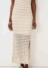 Kimmy Crochet Stripe Maxi Dress Stone/Ivory