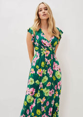 Effie Floral Jersey Maxi Dress Teal/Multi