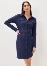 Kathryn Denim Fitted Jersey Dress Denim