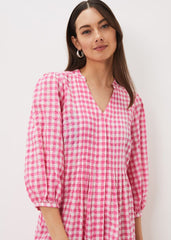 Oona Gingham Swing Dress Pink/Ivory