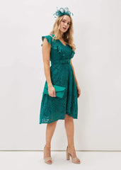 Priya Lace Frill Dress Jade