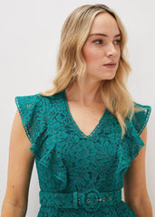 Priya Lace Frill Dress Jade